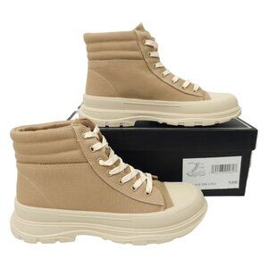 Mia Ace Canvas High Top Lace Up Shoes Womens Size 9 M Sand Canvas Buckle MH1928
